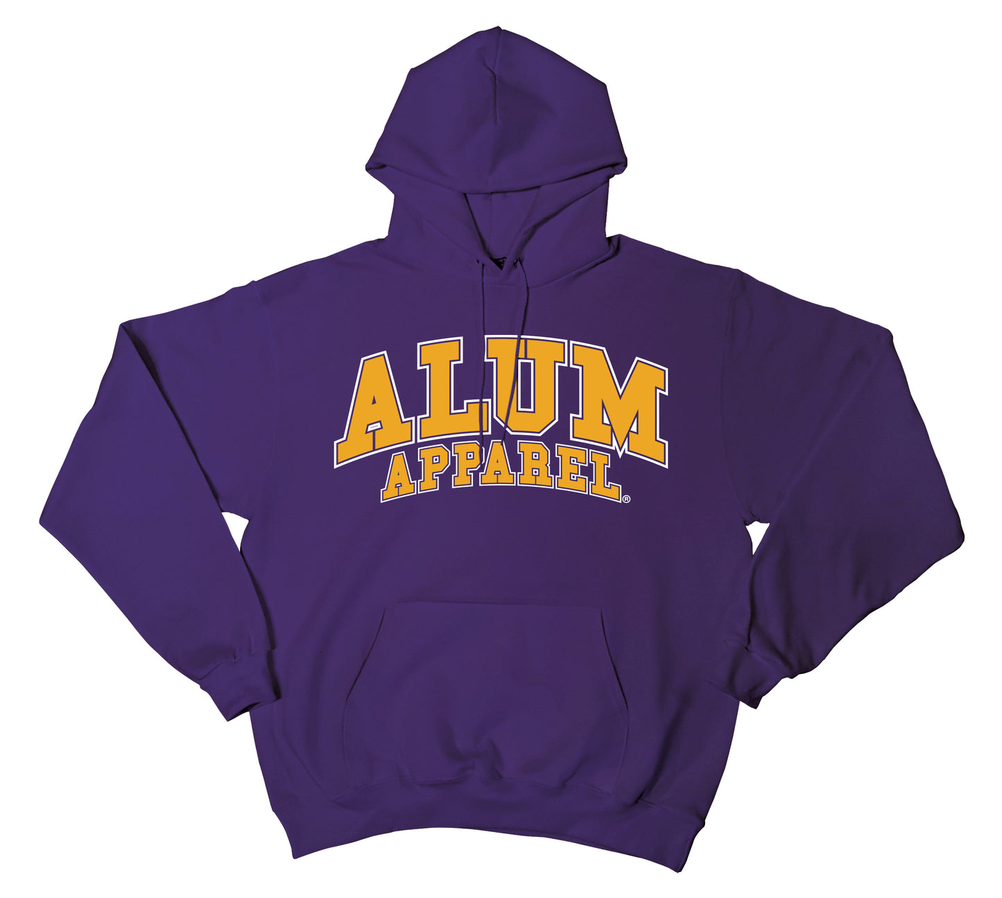 Alum Apparel Original Pullover Hoodie- Purple and Yellow