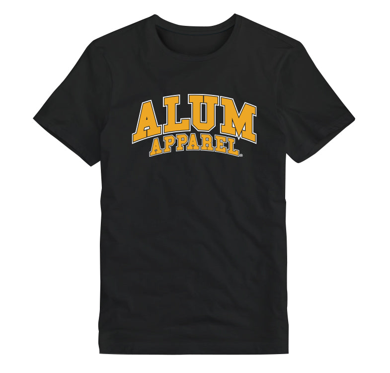 Alum Apparel Original Unisex T-Shirts- Black and Yellow