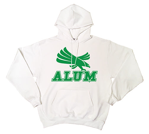 Alum Pullover Hooded Sweatshirt- Green Eagle White